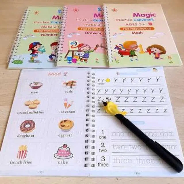 Magic Practice Copybook (4 Book + 10 Refill + 1 Pen + 1  Grip ) (A-127)