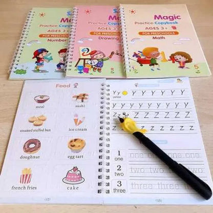 Magic Practice Copybook (4 Book + 10 Refill + 1 Pen + 1  Grip ) (A-127)