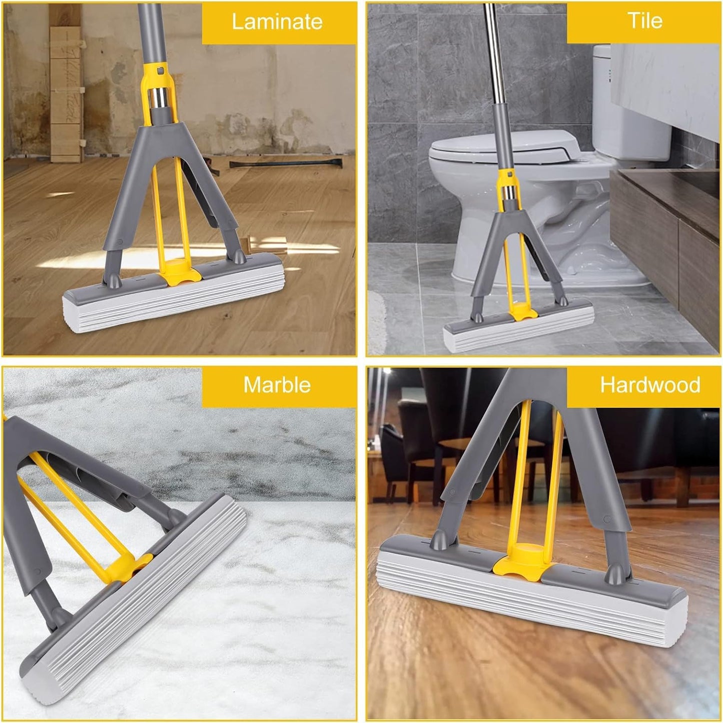 Multi-Purpose Foldable Floor Cleaning Squeeze Mop Wiper