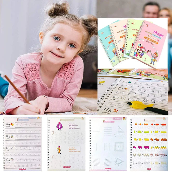 Magic Practice Copybook (4 Book + 10 Refill + 1 Pen + 1  Grip ) (A-127)